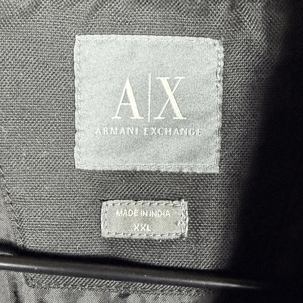 Armani Exchange Mens Full Zip Moto‎ Jacket Coat Size XXL Black Cotton Blend